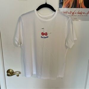 Abercrombie & Fitch White Tee with Cherry Graphic